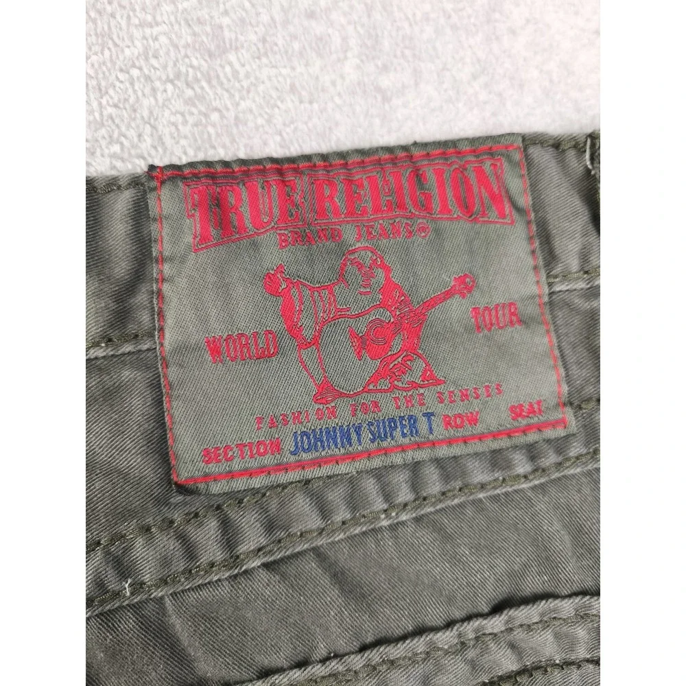 True Religion Johnny Super‎ T Jeans Olive Green Size 40 Y2K Flap Pocket